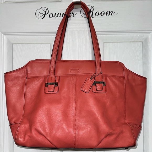 COACH Taylor Leather Alexis Carryall Bag Salmon Rose Tearose Coral F25205